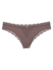 Victoria's Secret Cloudy Grey Lace Trim Thong Knickers - Image 3 of 3