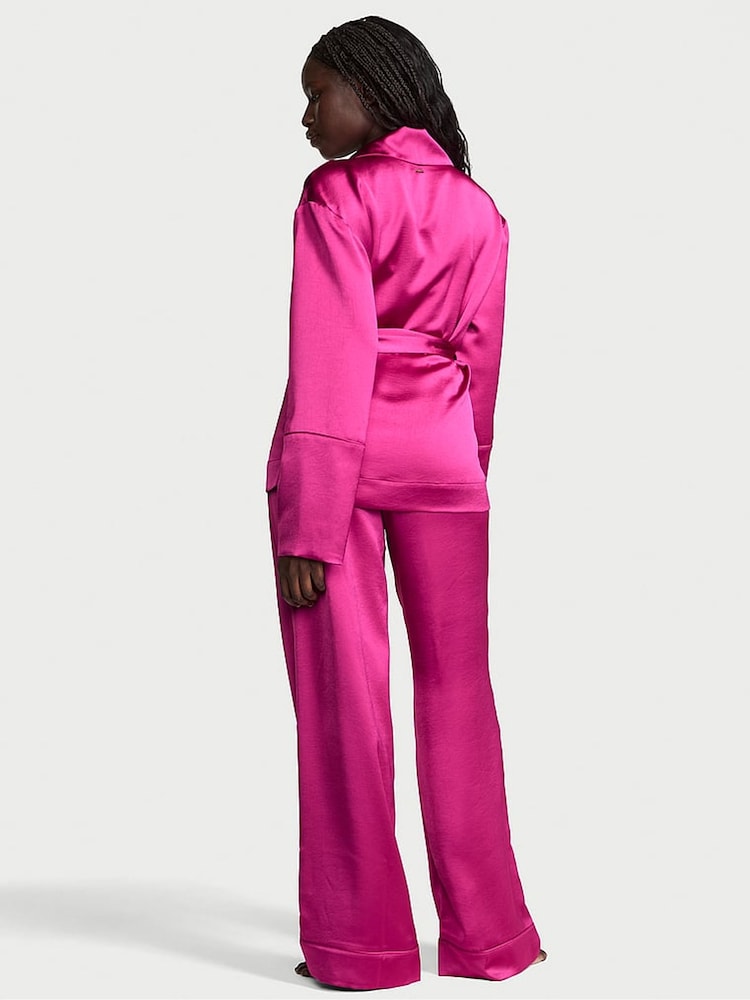 Victoria's Secret Allure Pink Luxe Satin Wrap and Trouser Set - Image 2 of 2 Victoria's Secret Allure Pink Luxe Satin Wrap and Trouser Set - Image 2 of 2