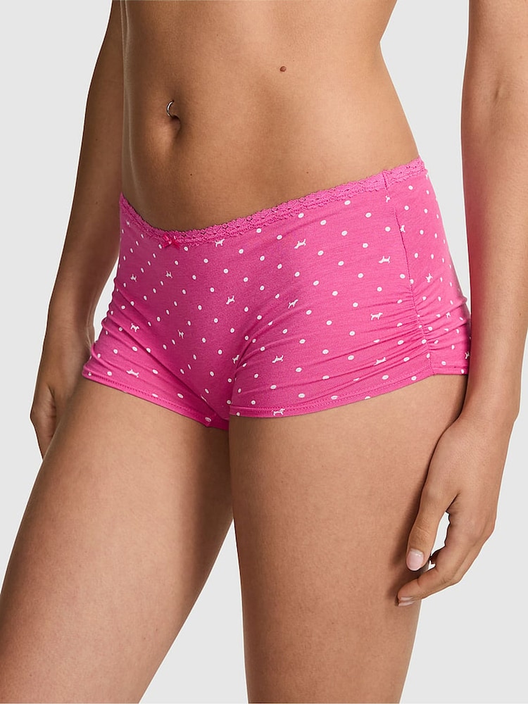Victoria's Secret PINK Pink Gossip Short Cotton Ruffle Knickers - Image 1 of 3