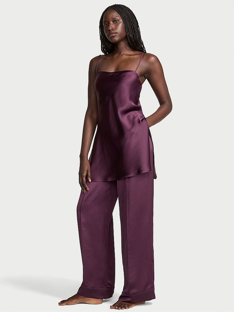 Victoria's Secret Winter Wine Purple Luxe Satin Tunic and Trouser Set - Image 1 of 2