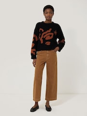 Jigsaw Black Motif Intarsia 100% Cotton Jumper - Image 2 of 5