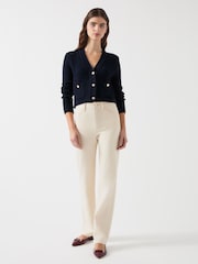 LK Bennett Cream Clara Straight Leg Trousers - Image 1 of 3