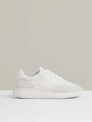 Reiss White Emmett Bonded-Leather Suede Running Trainers - Image 1 of 5