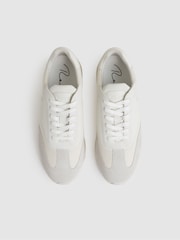 Reiss White Emmett Bonded-Leather Suede Running Trainers - Image 3 of 5