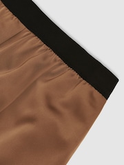 Reiss Taupe Neutral Elsie Satin Wide Leg Elastic Waist Trousers - Image 6 of 6