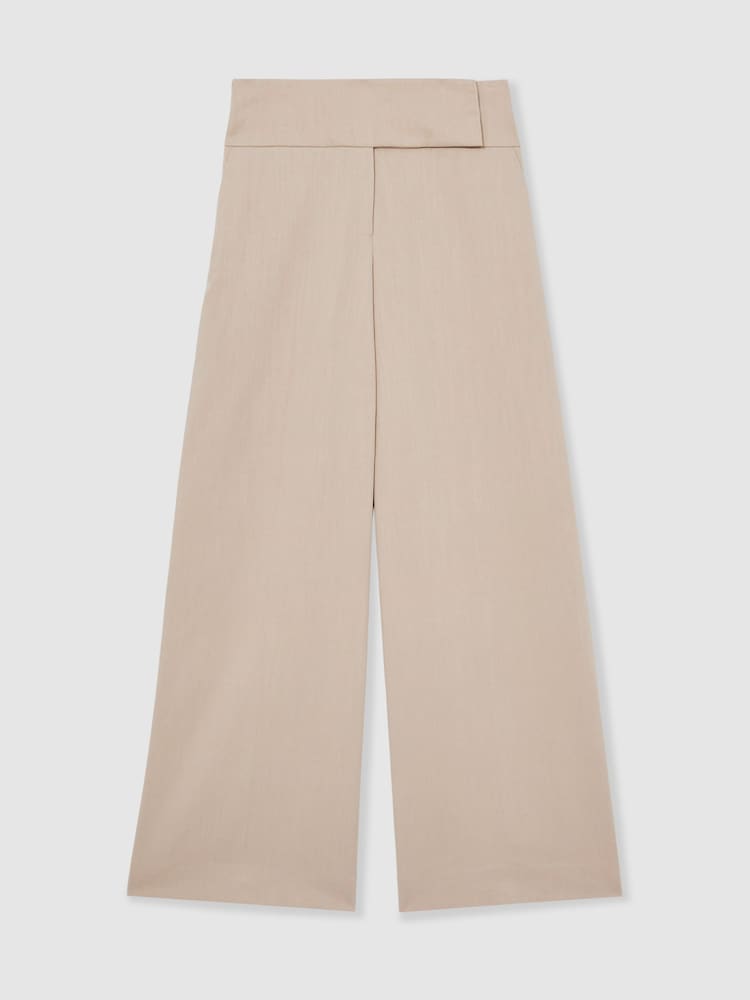 Reiss Neutral Delilah Lyocell-Linen Wide-Leg Trousers - Image 2 of 6