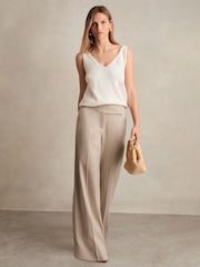 Reiss Neutral Delilah Lyocell-Linen Wide-Leg Trousers - Image 3 of 6