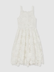 Reiss Ivory Melody 13-14 yrs Guipure-Lace Midi Dress - Image 1 of 5