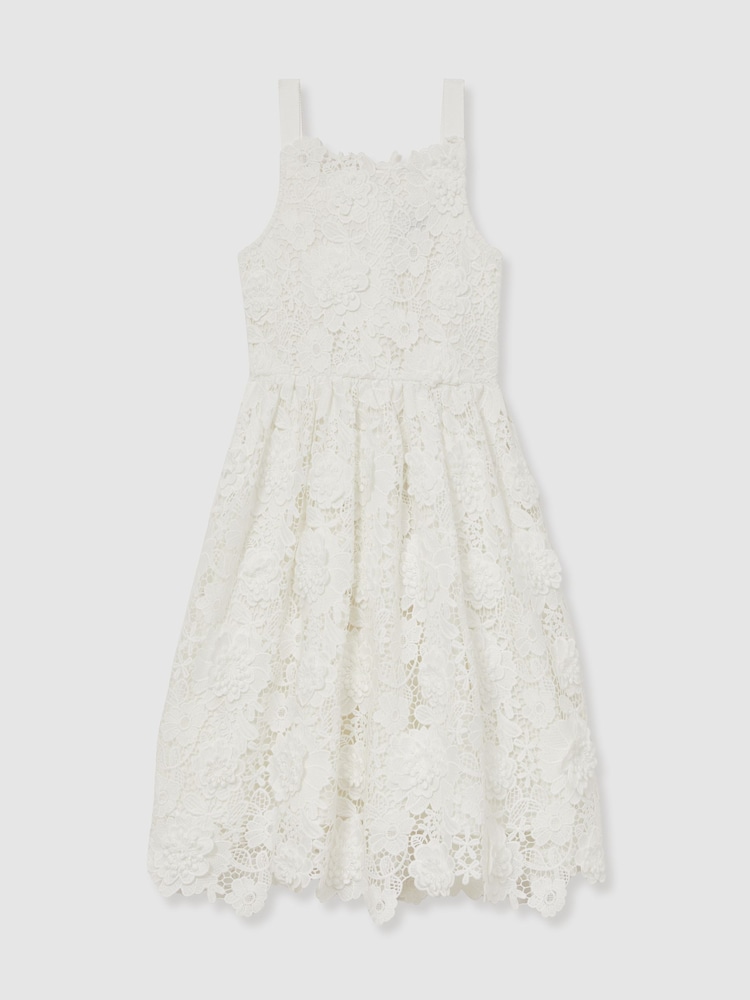 Reiss Ivory Melody 13-14 yrs Guipure-Lace Midi Dress - Image 1 of 5