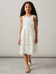 Reiss Ivory Melody 13-14 yrs Guipure-Lace Midi Dress - Image 2 of 5