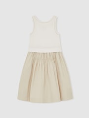 Reiss Neutral Wren Cotton Layered Sleeveless Midi Dress - Image 2 of 4