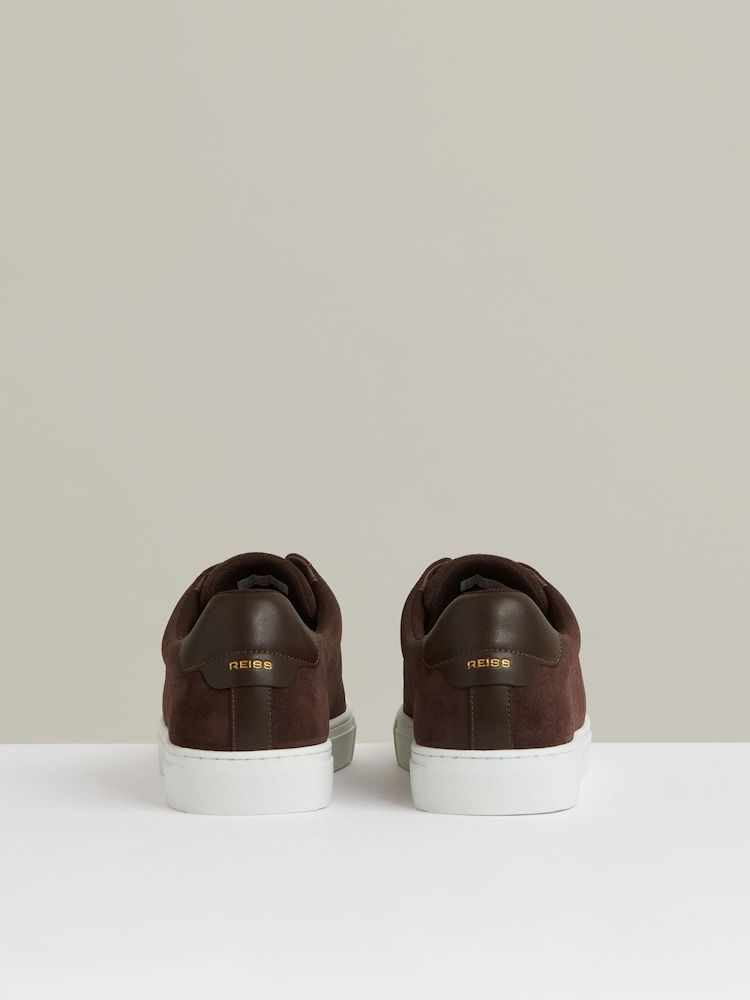 Reiss Chocolate Brown Emil Suede Slip-Ons Elasticated Trainers - Image 5 of 5