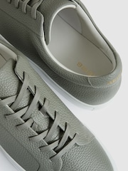 Reiss Mint Green Luca Tumbled-Leather Low-Top Trainers - Image 4 of 4