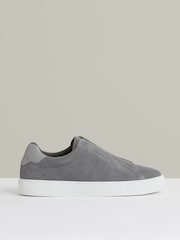 Gris - Reiss Emil Suede Slip-Ons Elasticated Trainers - Imagen 1 de 5