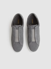 Gris - Reiss Emil Suede Slip-Ons Elasticated Trainers - Imagen 3 de 5