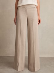 Reiss Neutral Delilah Lyocell-Linen Wide-Leg Trousers - Image 3 of 5