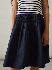 Reiss Navy Wren Cotton Stripe Layered Sleeveless Dress - Image 1 of 4