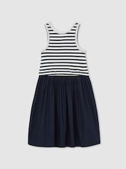 Reiss Navy Wren Cotton Stripe Layered Sleeveless Dress - Image 2 of 4