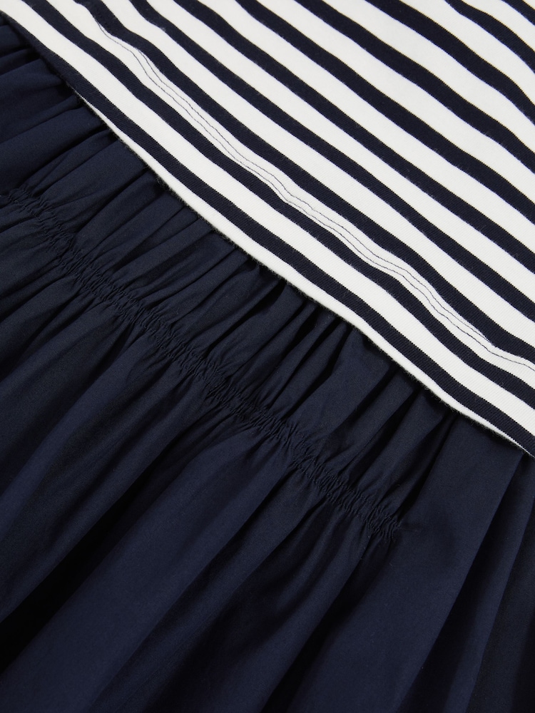 Reiss Navy Wren Cotton Stripe Layered Sleeveless Dress - Image 4 of 4