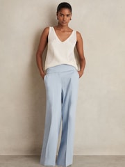 Reiss Blue Delilah Lyocell-Linen Wide-Leg Trousers - Image 1 of 5