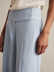 Reiss Blue Delilah Lyocell-Linen Wide-Leg Trousers - Image 3 of 5