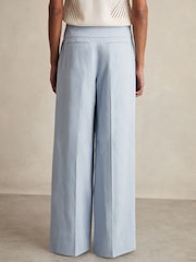 Reiss Blue Delilah Lyocell-Linen Wide-Leg Trousers - Image 4 of 5