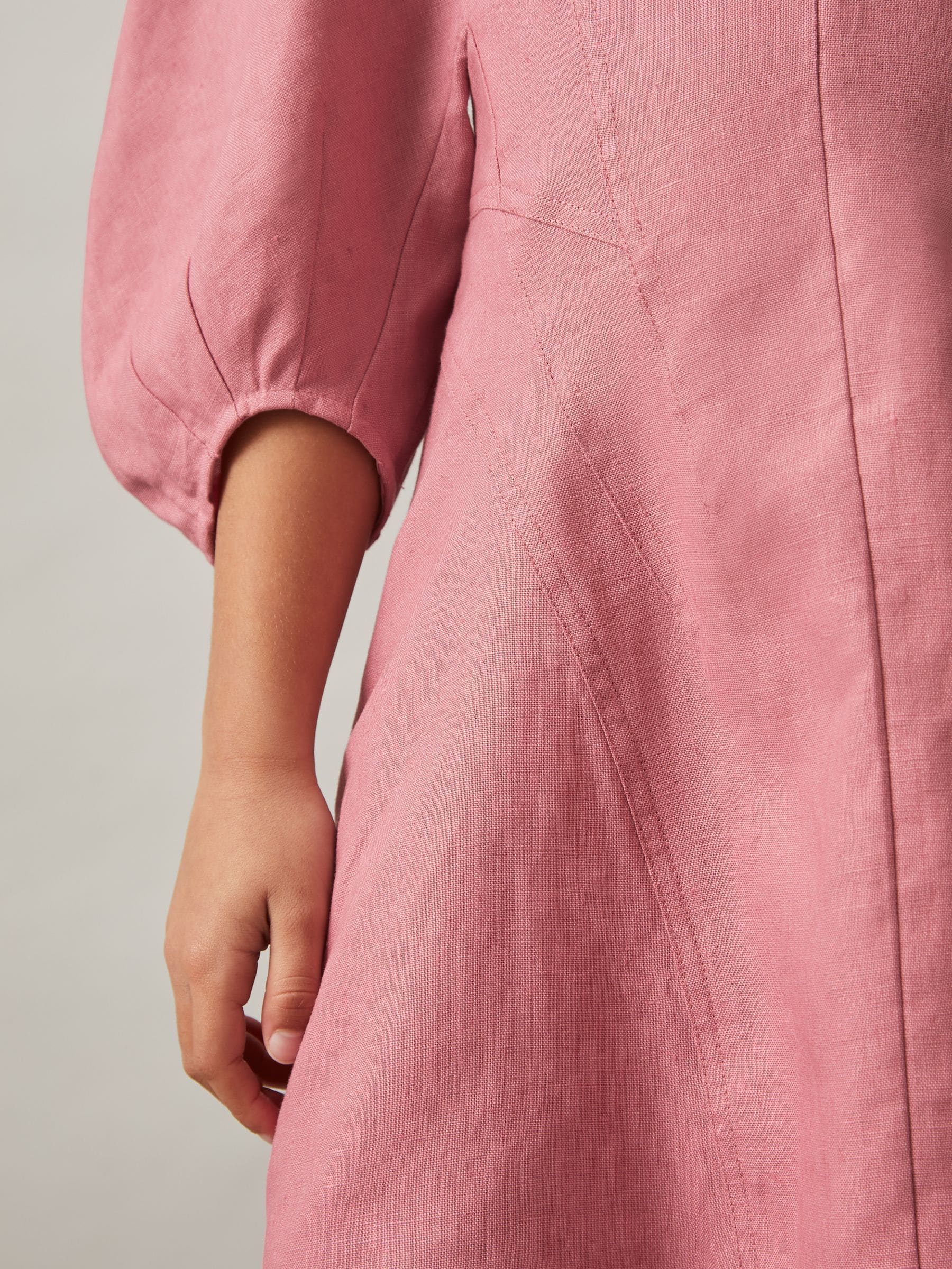 country road pink linen dress Country Road Organically Grown Linen Ruffle Detail Shirt Dress in Ballet Pink
