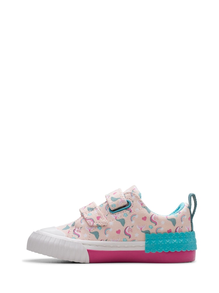 Pink Myth - Clarks Clarks Toddler Wide Fit Foxing Canvas Shoes - Imagen 2 de 7