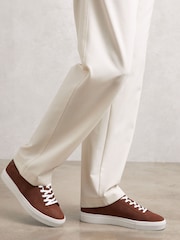 Reiss Brickwood Red Finley Nubuck Nubuck Leather Low-Top Trainers - Image 2 of 5