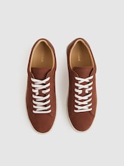 Reiss Brickwood Red Finley Nubuck Nubuck Leather Low-Top Trainers - Image 3 of 5