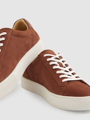Reiss Brickwood Red Finley Nubuck Nubuck Leather Low-Top Trainers - Image 5 of 5