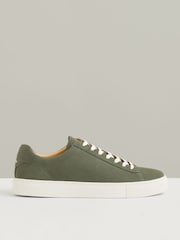 Reiss Thyme Green Finley Nubuck Nubuck Leather Low-Top Trainers - Image 1 of 5