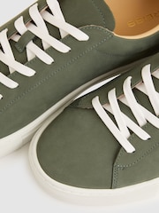 Reiss Thyme Green Finley Nubuck Nubuck Leather Low-Top Trainers - Image 3 of 5