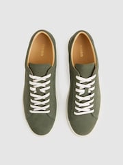 Reiss Thyme Green Finley Nubuck Nubuck Leather Low-Top Trainers - Image 4 of 5