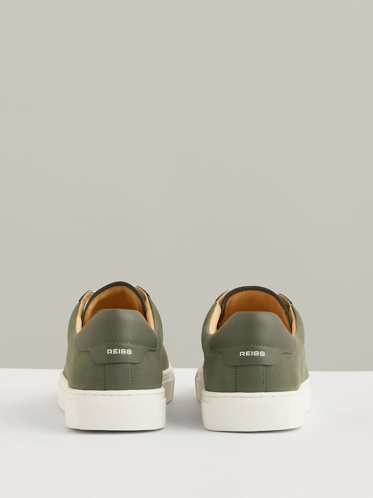Reiss Thyme Green Finley Nubuck Nubuck Leather Low-Top Trainers - Image 5 of 5