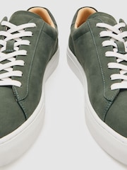 Reiss Thyme Green Finley Nubuck Nubuck Leather Low-Top Trainers - Image 6 of 6