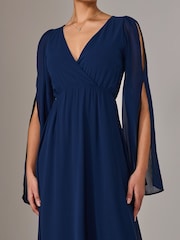 Jolie Moi Blue Chiffon Cap Sleeve Maxi Dress - Image 5 of 6