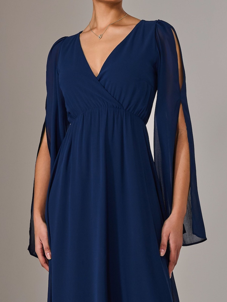 Jolie Moi Blue Chiffon Cap Sleeve Maxi Dress - Image 5 of 6