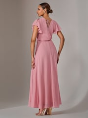 Jolie Moi Pink Chiffon Pleated Maxi Dress - Image 2 of 6