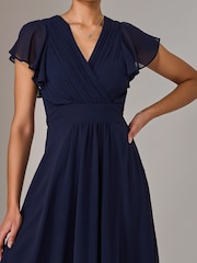 Jolie Moi Blue Chiffon Pleated Maxi Dress - Image 3 of 6
