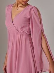 Jolie Moi Pink Chiffon Cap Sleeve Maxi Dress - Image 6 of 6