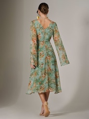 Jolie Moi Green Chiffon Split Sleeve Midaxi Dress - Image 2 of 6