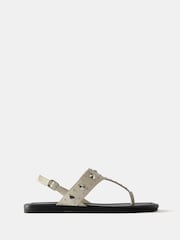 Mint Velvet White Studded Sling Back Flat Sandals - Image 1 of 4