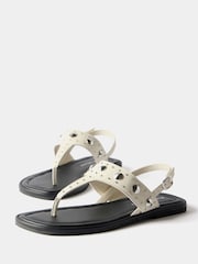 Mint Velvet White Studded Sling Back Flat Sandals - Image 2 of 4