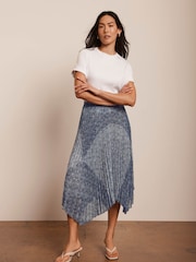 Mint Velvet Blue Geometric Print Midi Skirt - Image 1 of 8