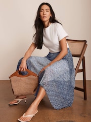 Mint Velvet Blue Geometric Print Midi Skirt - Image 2 of 8