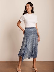 Mint Velvet Blue Geometric Print Midi Skirt - Image 3 of 8