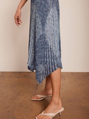 Mint Velvet Blue Geometric Print Midi Skirt - Image 4 of 8