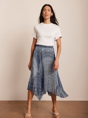 Mint Velvet Blue Geometric Print Midi Skirt - Image 5 of 8