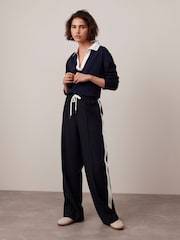 Mint Velvet Blue Long Sleeve 100% Cotton Polo Top - Image 4 of 8